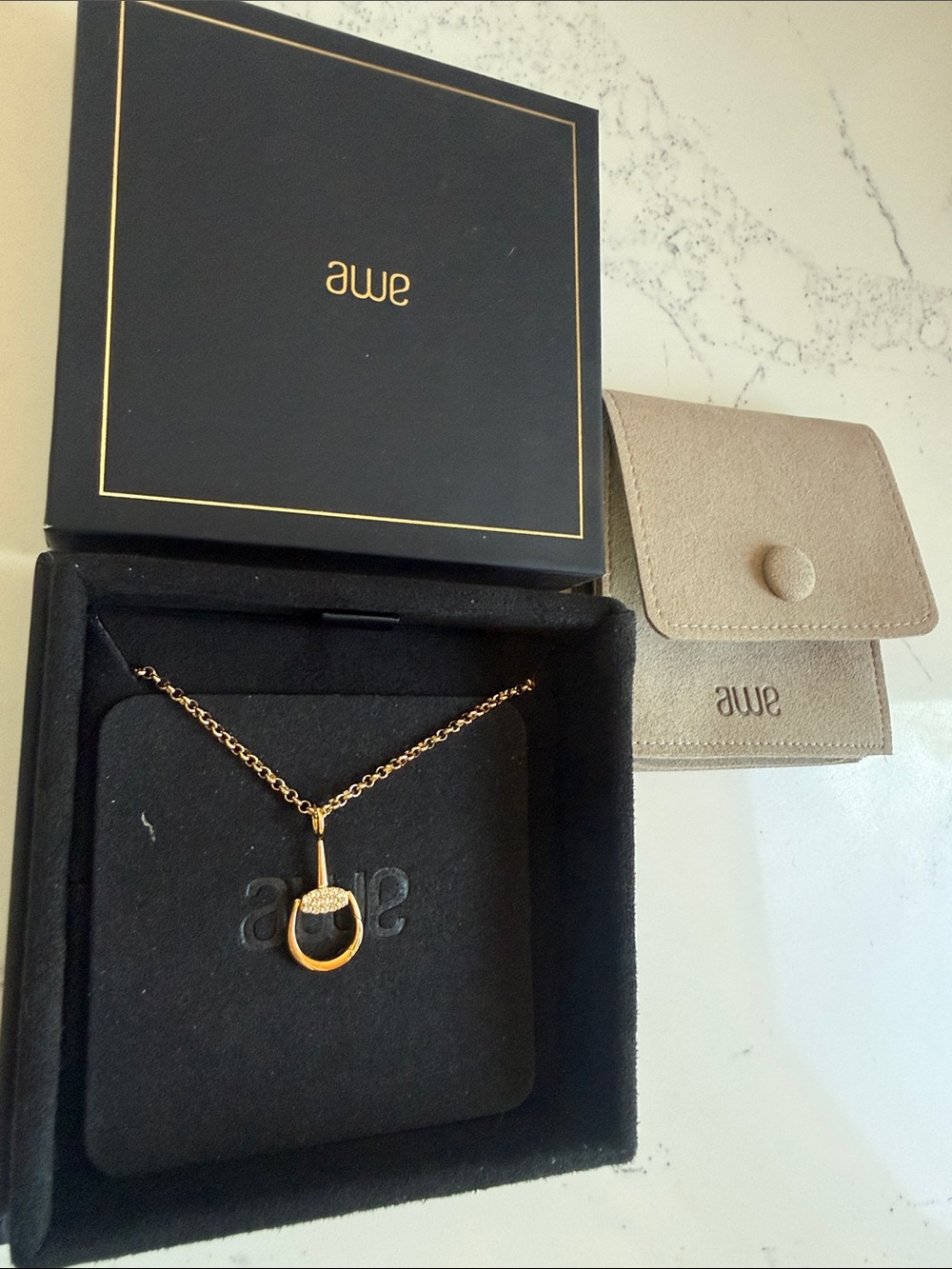 Awe Horsebit Rolo Chain Charm Link Necklace 14K Gold Vermeil NEW - Picture 8 of 8